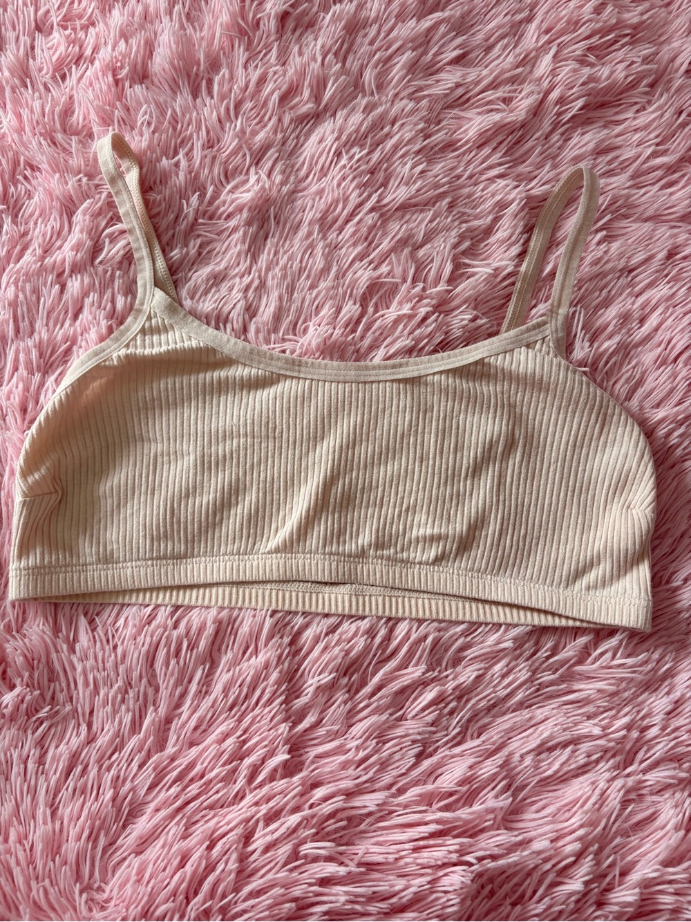 Ribbed Nude Bralette with Thin Straps